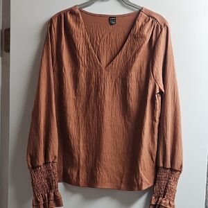SHEIN Rust V-Neck Blouse